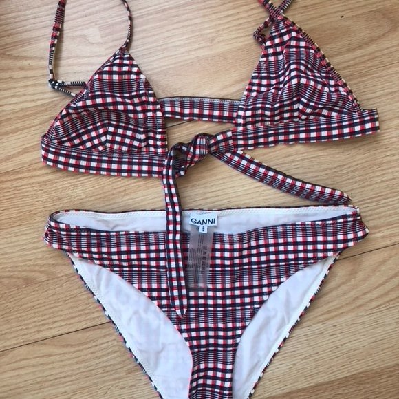 GANNI Gingham Seersucker Bikini Set - Picture 5 of 5